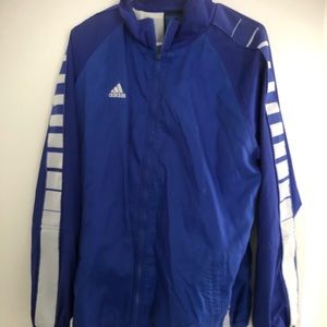 Blue adidas zip up windbreaker jacket